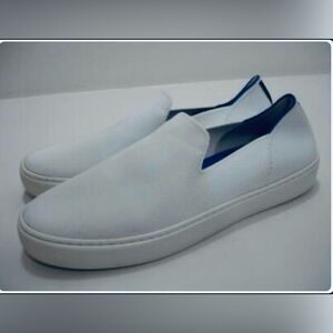 Rothy's The Original Slip-On Canvas Bright White Sneakers Shoes-Womens 10